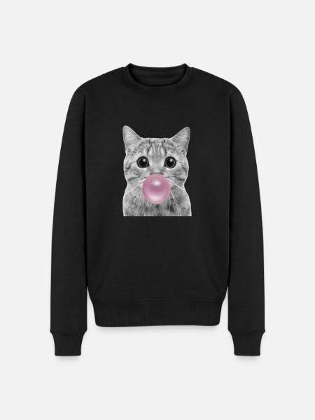 Bubble Cat - Men's Premium Organic Jumper - black