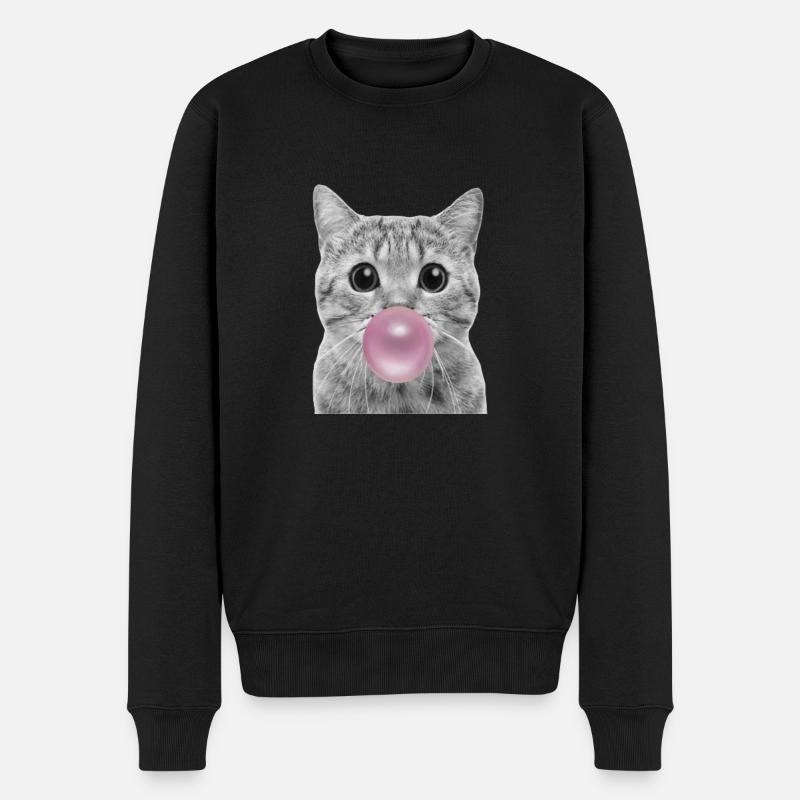 Bubble Cat - Men's Premium Organic Jumper - black