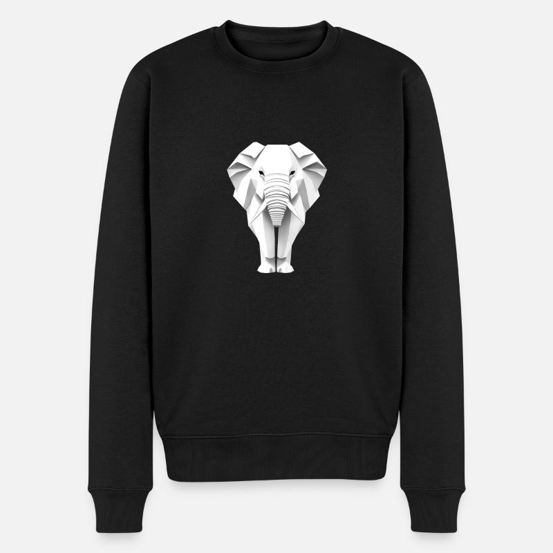 Papier-Origami-Elefant - Männer Premium Bio Pullover - Schwarz