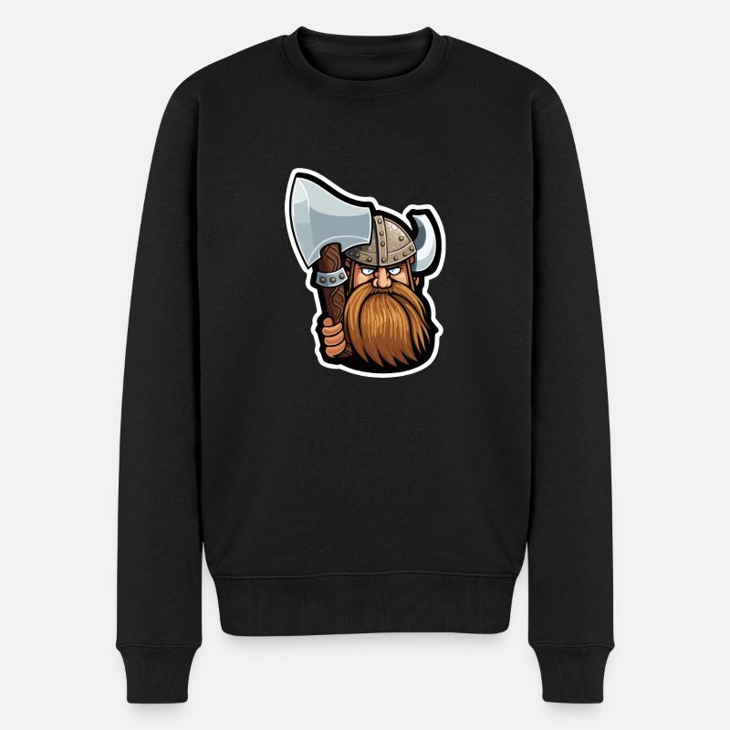 Olaf, der Kühne: Cartoon-Wikinger Olaf - Männer Premium Bio Pullover - Schwarz