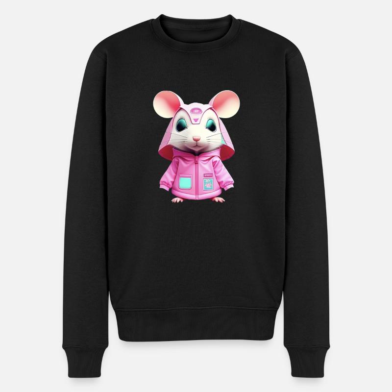 Souris hamster - Pull Premium bio Homme - noir