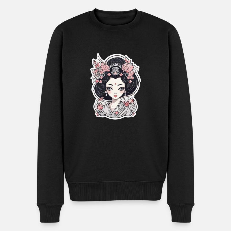 Geisha - Männer Premium Bio Pullover - Schwarz