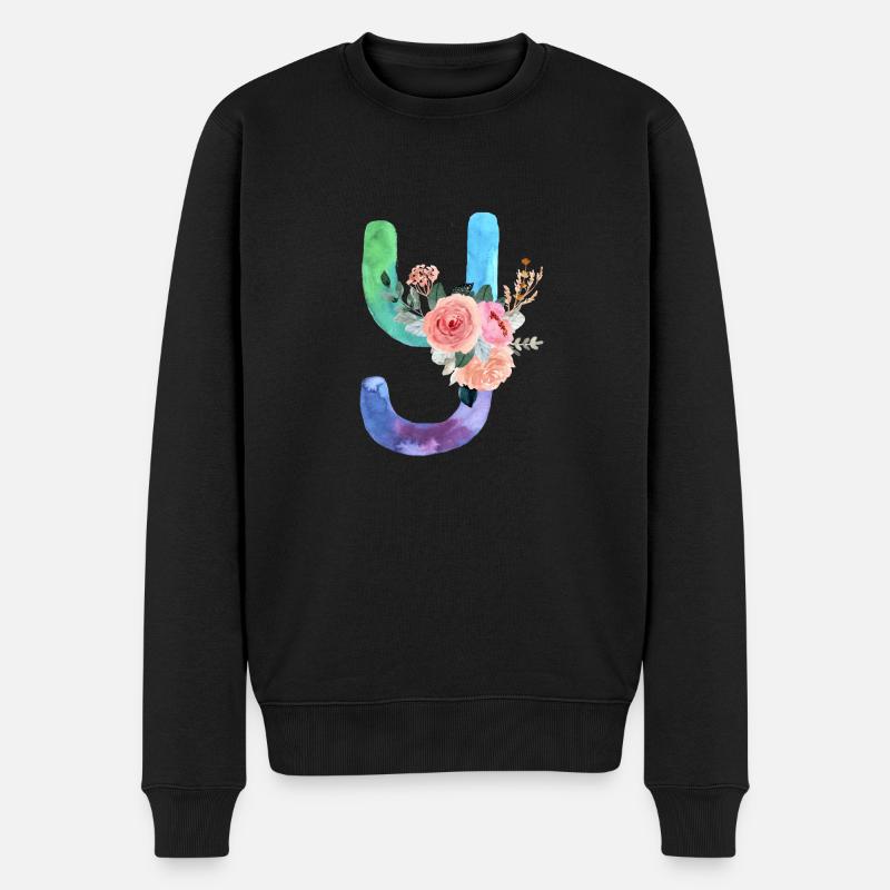 Buchstabe y Aquarell - Männer Premium Bio Pullover - Schwarz
