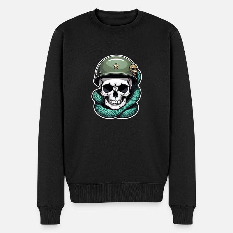 Schlangenskelett und Tattoo - Männer Premium Bio Pullover - Schwarz