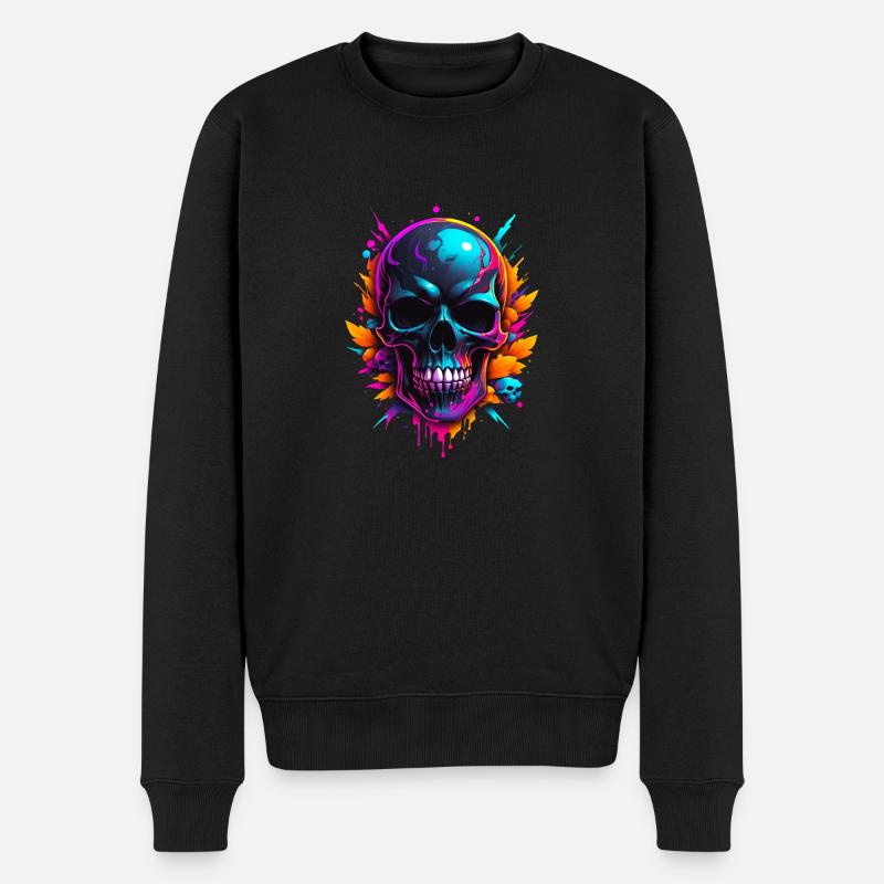 Skull - Männer Premium Bio Pullover - Schwarz