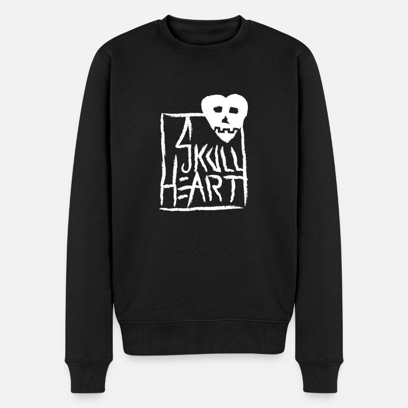 SkullHeart Logo Carré Blanc - Pull Premium bio Homme - noir