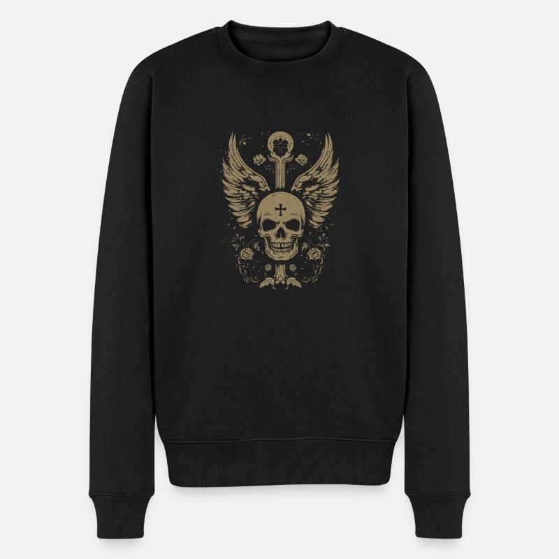 Crâne gothique Grunge Croix - Pull Premium bio Homme - noir