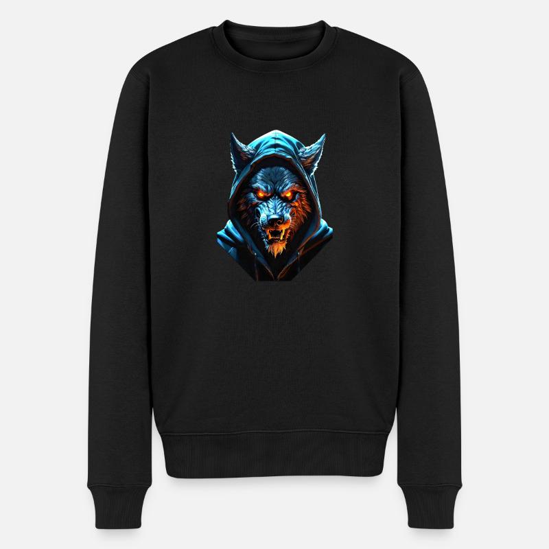 Hooded Werwolf - Männer Premium Bio Pullover - Schwarz
