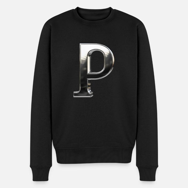 Chrome ,, P " Metallic - Männer Premium Bio Pullover - Schwarz