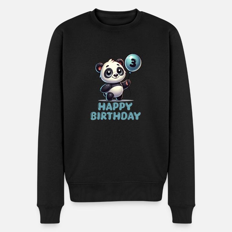 panda comic ballon birthday 3 - Männer Premium Bio Pullover - Schwarz