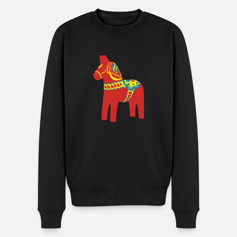 Dalahäst Dalecarlian Horse Dala-Pferd. Schweden - Männer Premium Bio Pullover - Schwarz