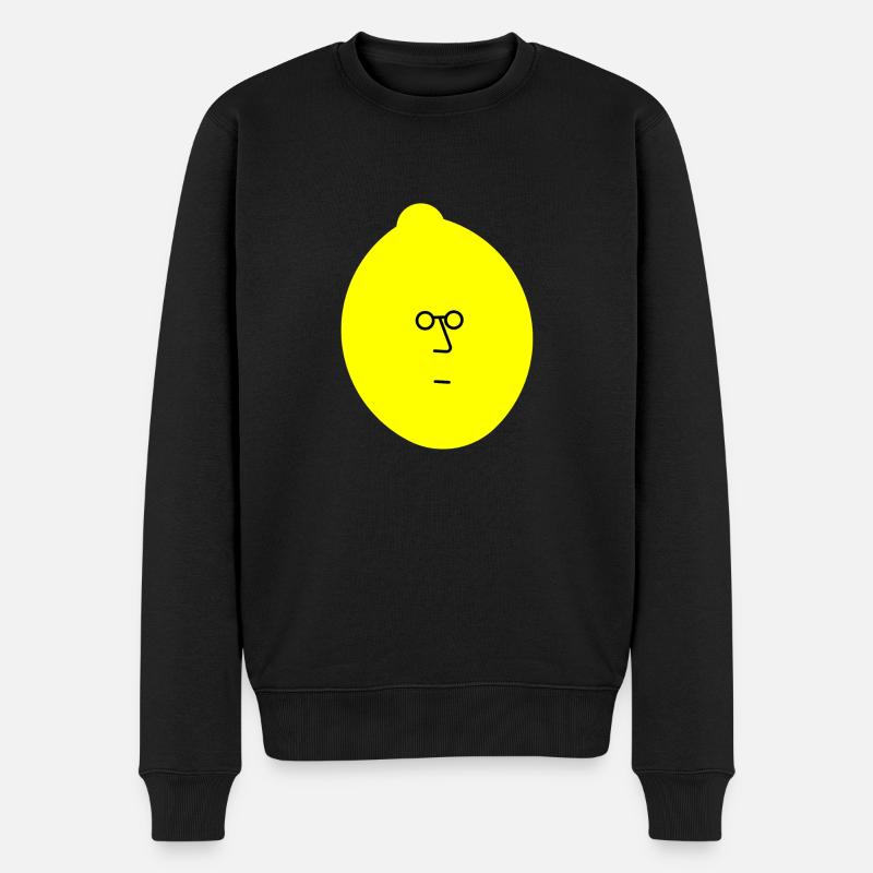 Zitrone mit Gesicht - Männer Premium Bio Pullover - Schwarz