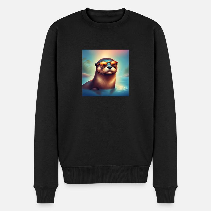 Sunny Otter - Männer Premium Bio Pullover - Schwarz