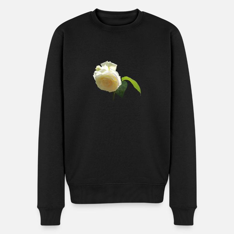WEISSE ROSE - Männer Premium Bio Pullover - Schwarz