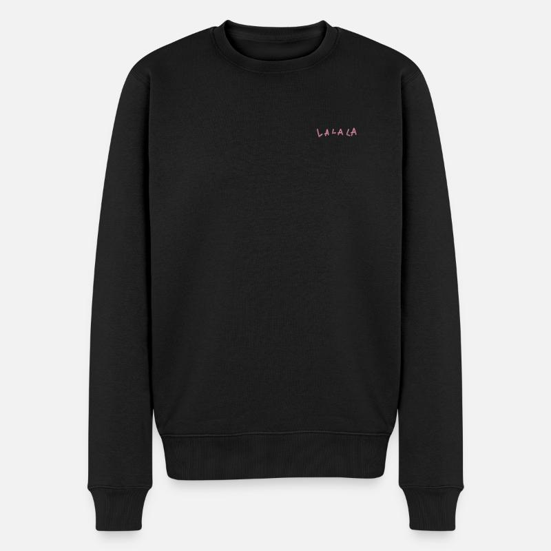 LA LA LA bestickt - Männer Premium Bio Pullover - Schwarz