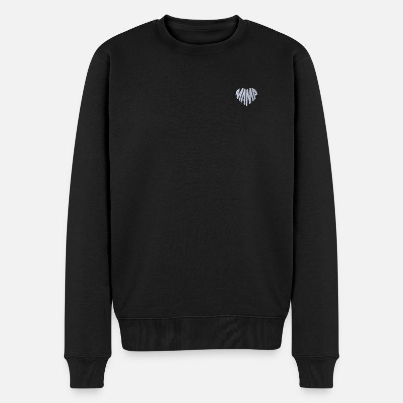 Corazón de mamá bordado blanco - Sudadera ecológica prémium para hombre - negro