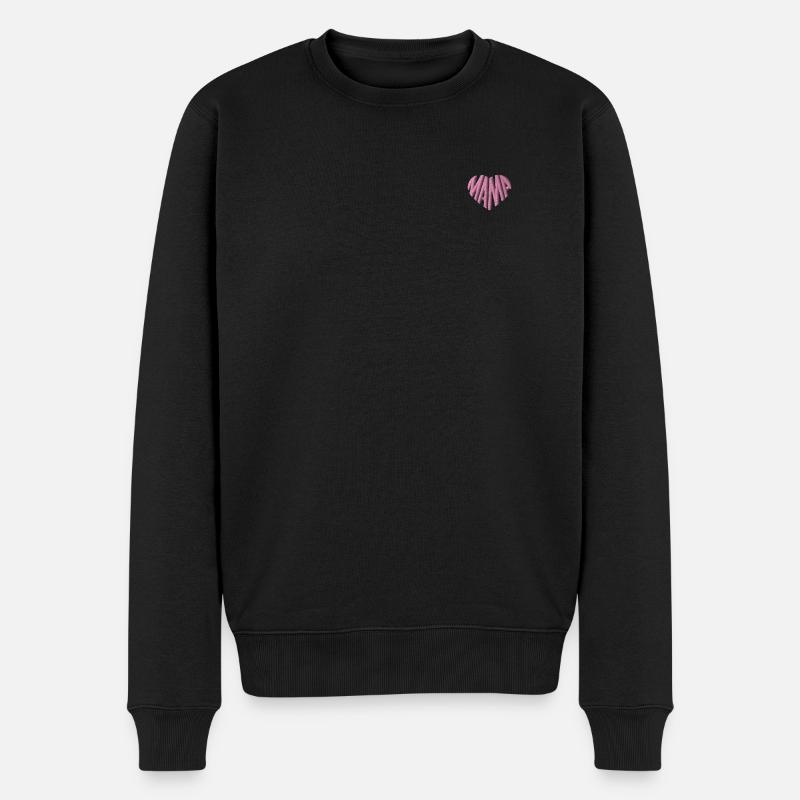 Mama Herz rosa bestickt - Männer Premium Bio Pullover - Schwarz