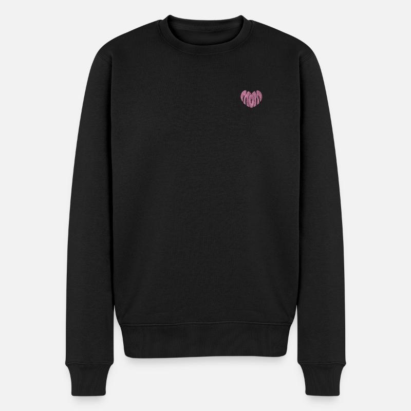 Mama Serce Różowe Haftowane - Ekologiczna męska bluza Premium - czarny