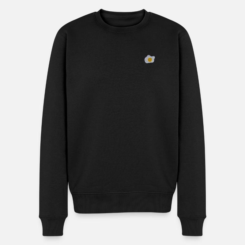 Oeuf au plat brodé - Pull Premium bio Homme - noir