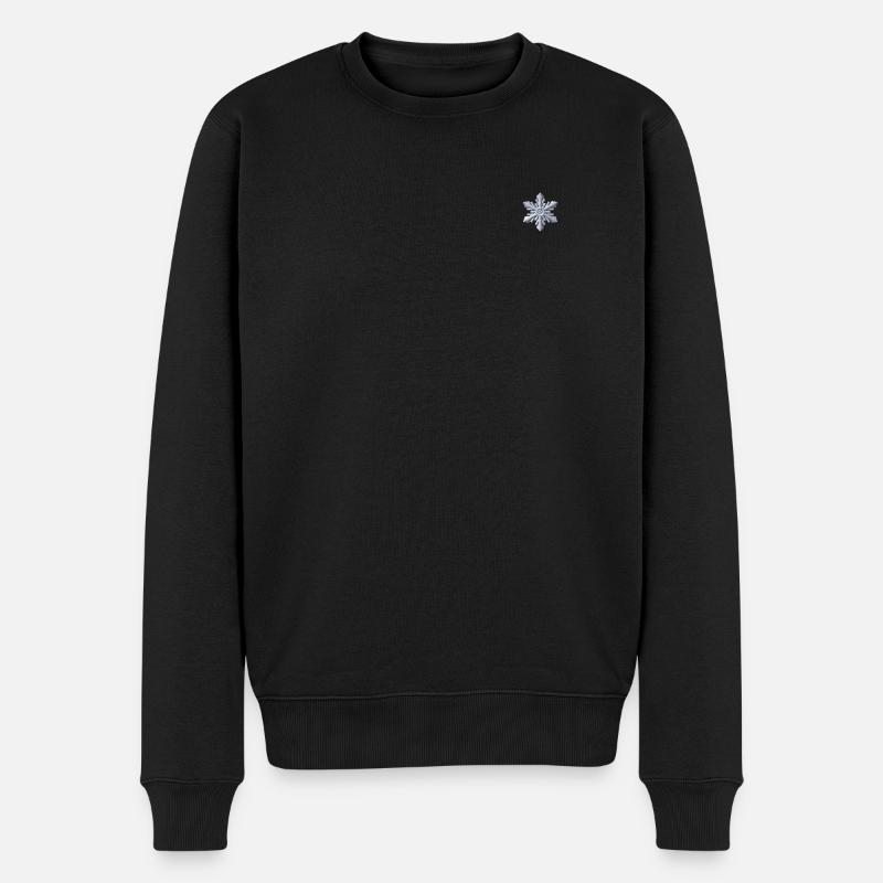 Weiße Schneeflocke bestickt - Männer Premium Bio Pullover - Schwarz