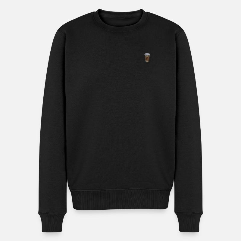 Kaffeebecher bestickt - Männer Premium Bio Pullover - Schwarz
