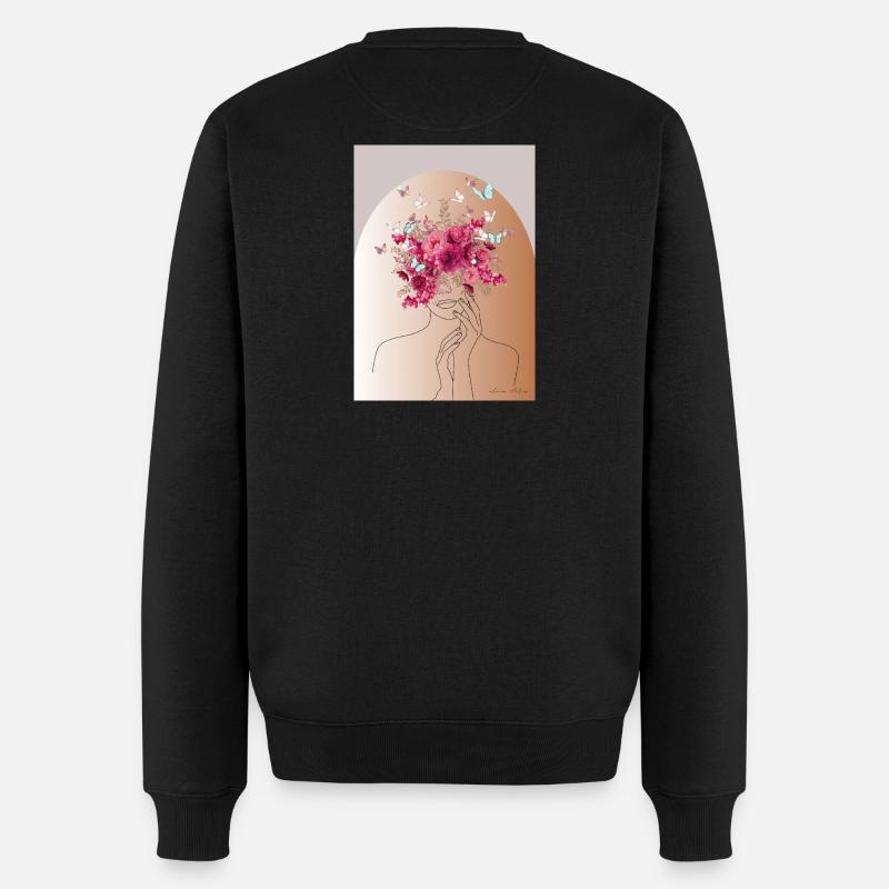 Blütenkopf mit Schmetterlingskrone - Männer Premium Bio Pullover - Schwarz