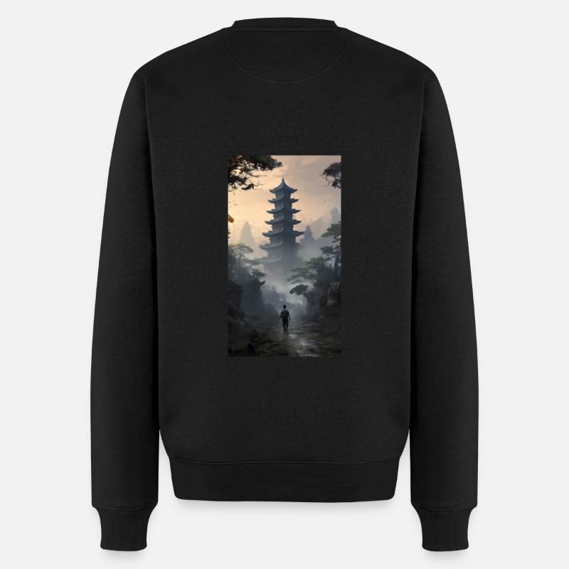 Apokalyptischer Abenteuer mit Tempel - Männer Premium Bio Pullover - Schwarz
