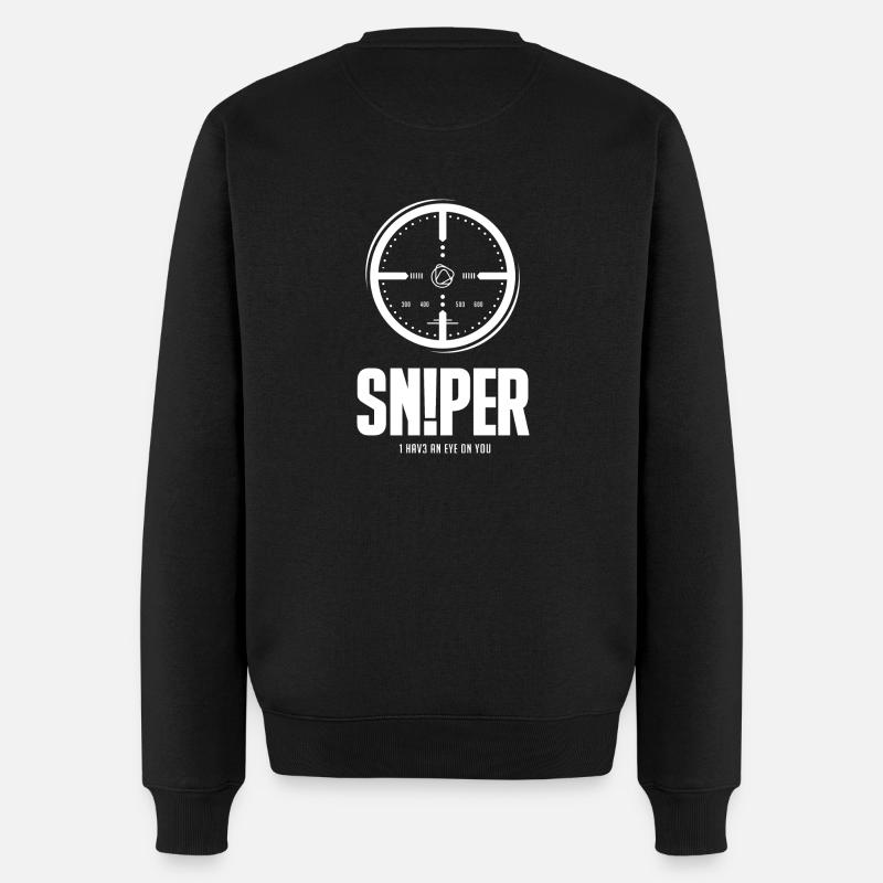 THE SNIPER white - Männer Premium Bio Pullover - Schwarz