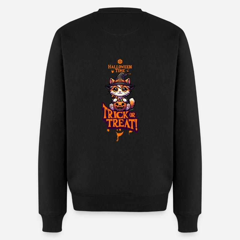 Trick or Treat Katze - Halloween Geschenkidee - Männer Premium Bio Pullover - Schwarz