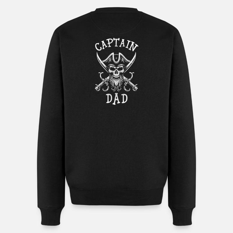 Piratenschädel-Säbel, Captain Dad - Männer Premium Bio Pullover - Schwarz