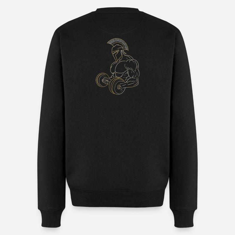 Spartiate Haltères Dorés - Pull Premium bio Homme - noir