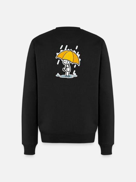 Gelber Regenschirm im Regen – Minimalstil - Männer Premium Bio Pullover - Schwarz