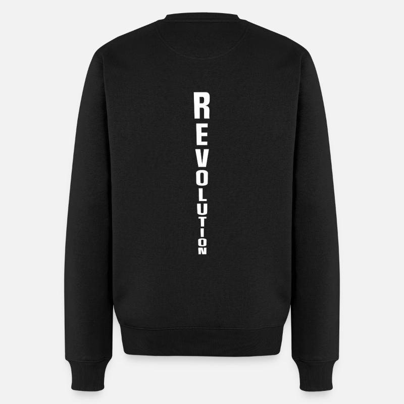 Revolution Backprint - Männer Premium Bio Pullover - Schwarz