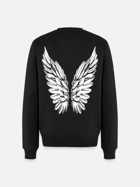 Angel Wing Silver White Angel Wings Angel Wings - Men's Premium Organic Jumper - black
