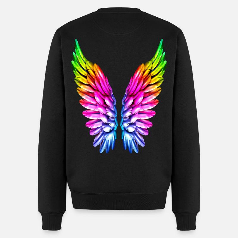 LGBT Regenbogen Engelsflügel Gay Lesbisch Queer - Männer Premium Bio Pullover - Schwarz