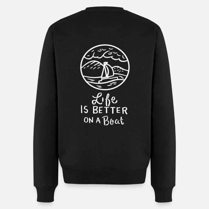 Segeln Segelboot - Männer Premium Bio Pullover - Schwarz