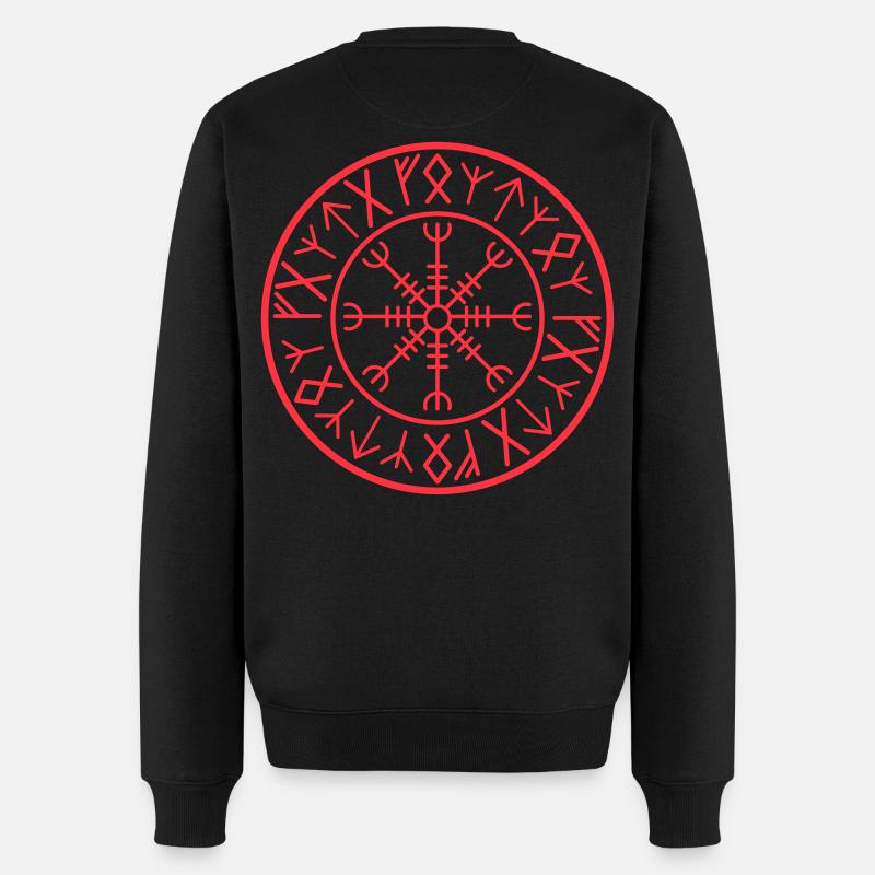 Cercle runique de Vegvisir rouge - Pull Premium bio Homme - noir