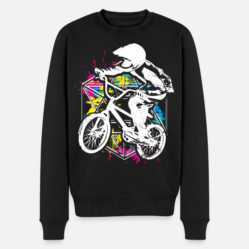 Farbiges Bmx Rad Buntes Bmx Fahrrad Farbenfroh - Männer Premium Bio Pullover - Schwarz