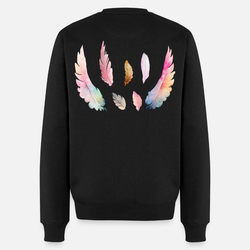 Plumages Colorés d'Aquarelle - Pull Premium bio Homme - noir