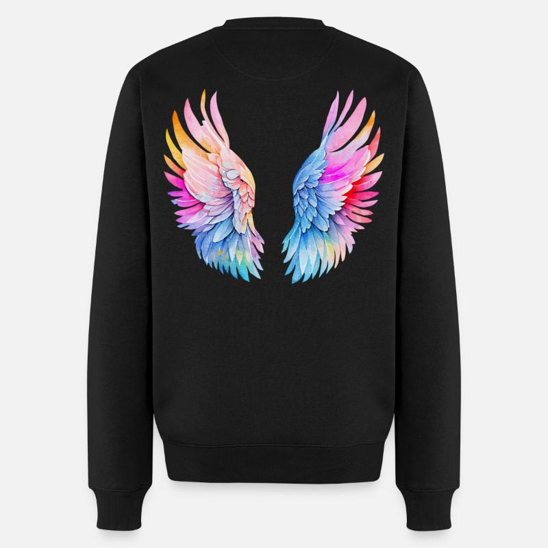 Regenbogen-Engelsflügel - Männer Premium Bio Pullover - Schwarz