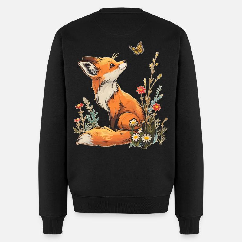 Renard et papillon - Pull Premium bio Homme - noir