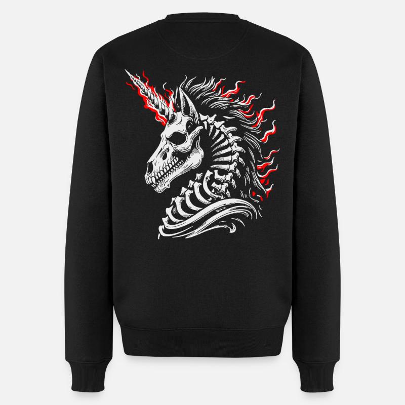 Flammendes Skelettross - Männer Premium Bio Pullover - Schwarz