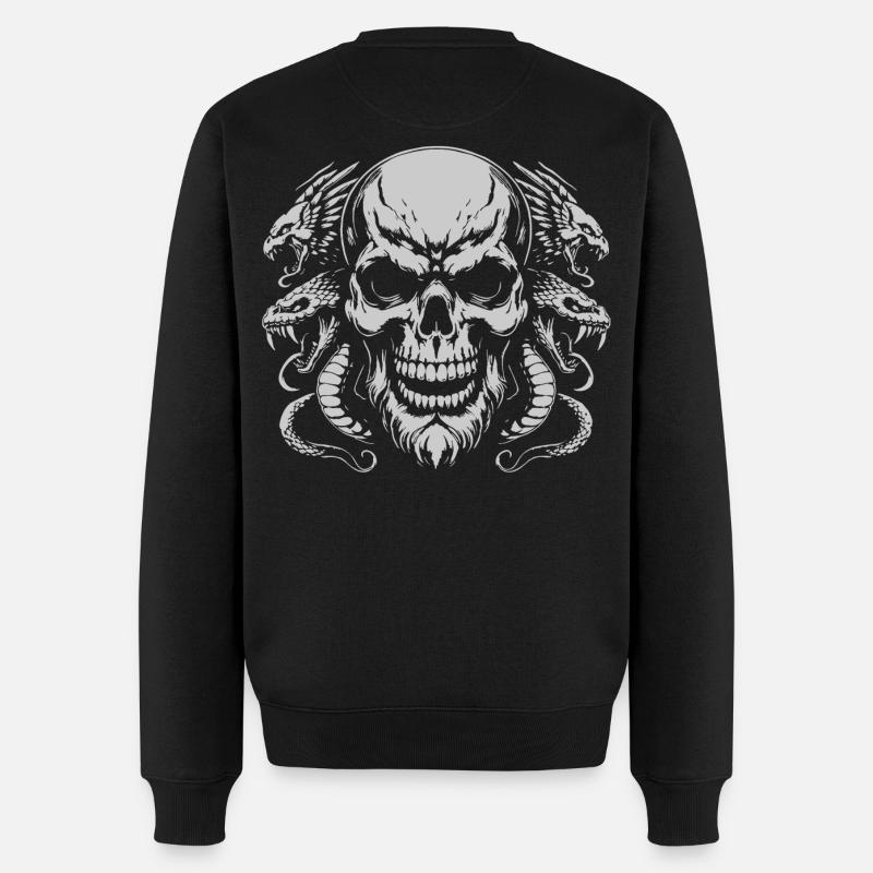 Crâne avec anneau serpent - Pull Premium bio Homme - noir