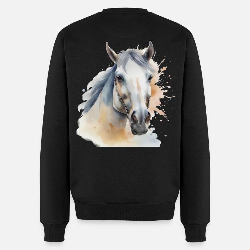 Pferdekopf Pferd Pferde Ross Gaul Hengst - Männer Premium Bio Pullover - Schwarz