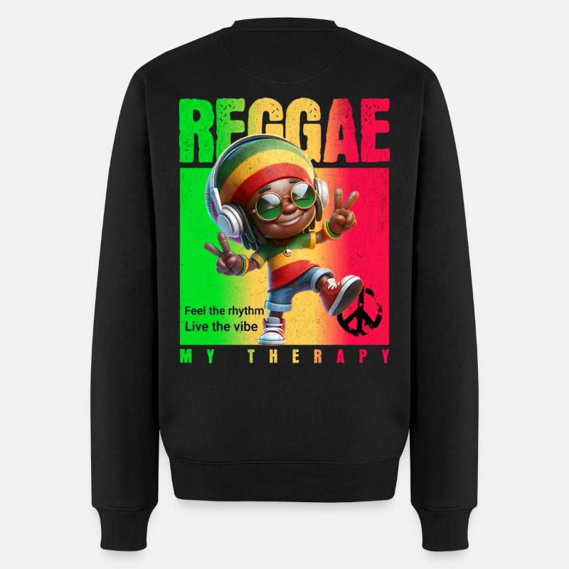 Reggae my therapy Rastaman - Männer Premium Bio Pullover - Schwarz