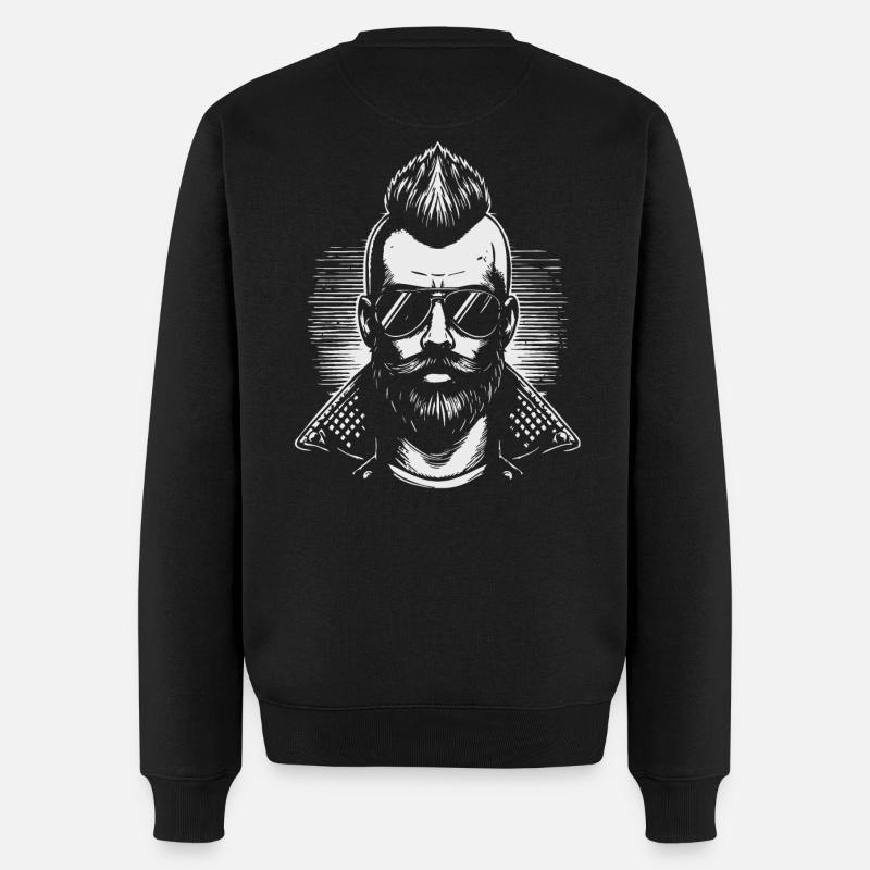 Punk-Rocker mit Sonnenbrille - Männer Premium Bio Pullover - Schwarz