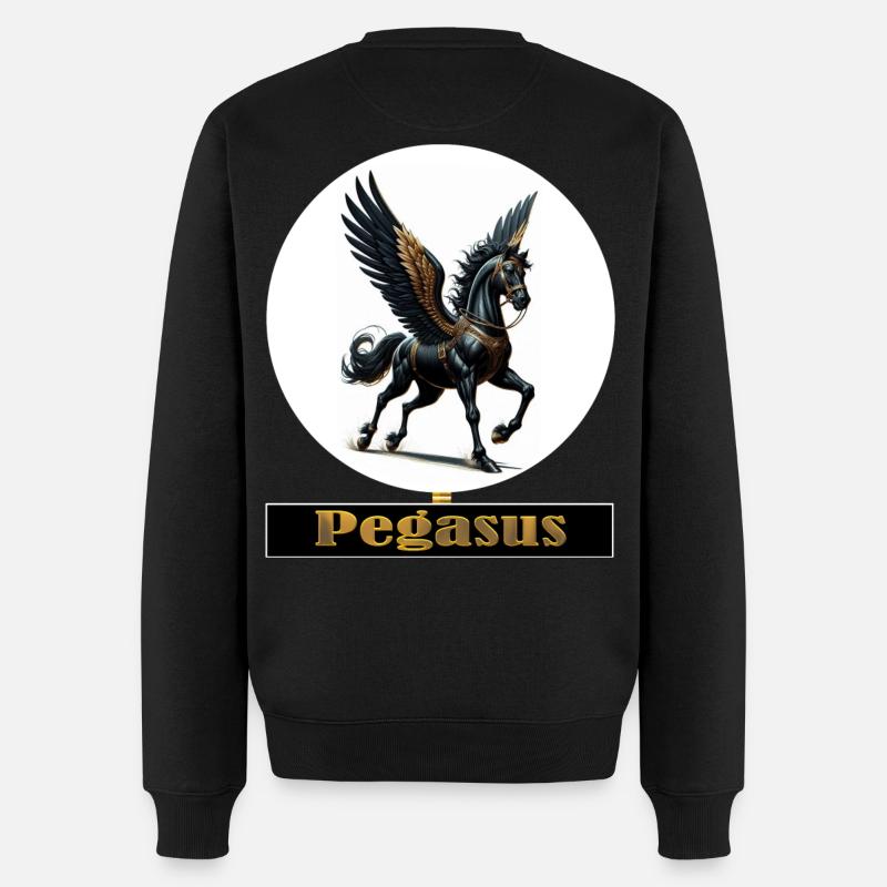 Pegasus mit schwarzen Flügeln - Männer Premium Bio Pullover - Schwarz