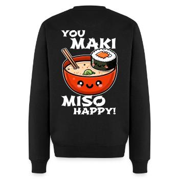 You Maki Miso Happy – Lustiges Sushi-Design - Männer Premium Bio Pullover - Schwarz - Hinten - Nico (187cm)