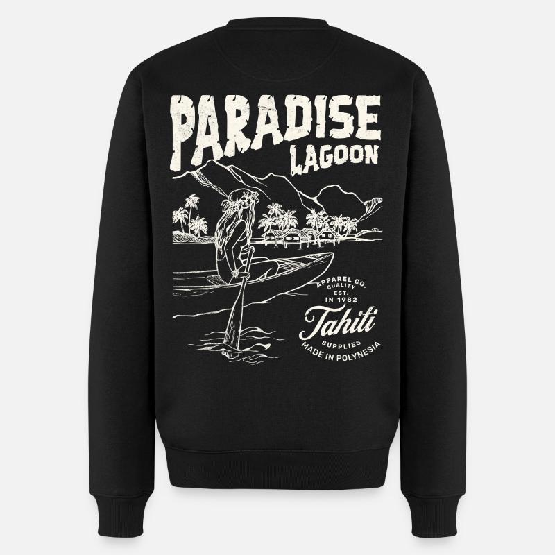 Paradise Lagoon Illustration - Pull Premium bio Homme - noir