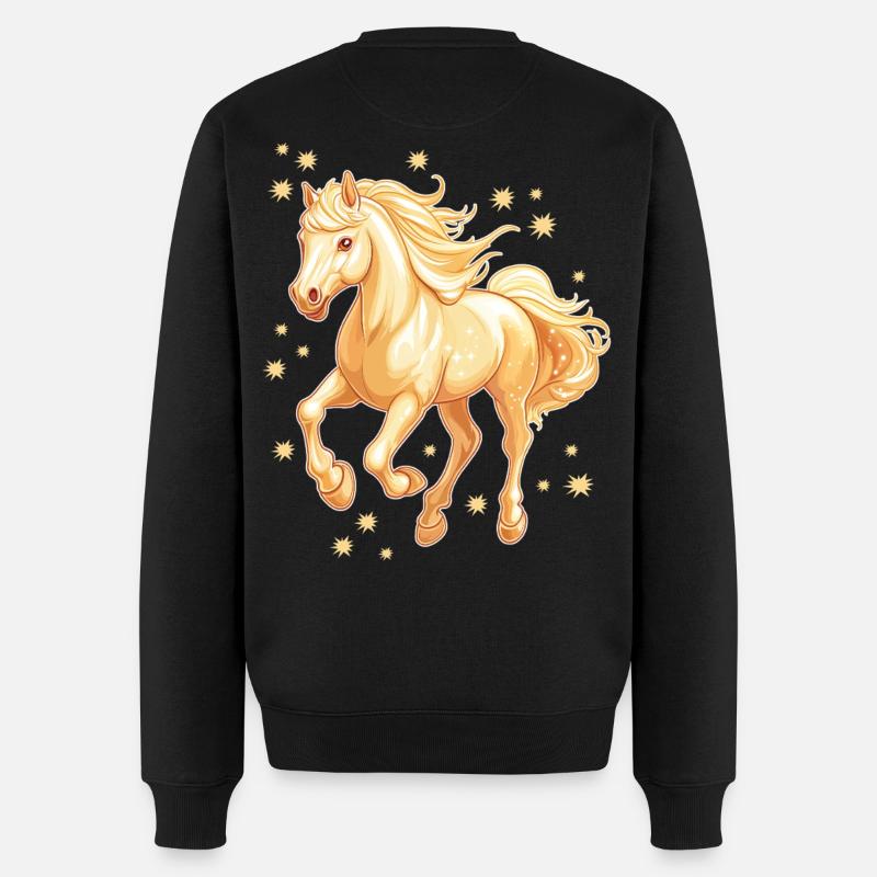Pferd mit Sternen - Männer Premium Bio Pullover - Schwarz